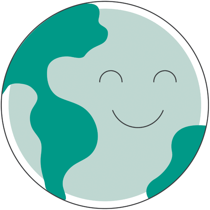 drawing of earth with a smiling face
