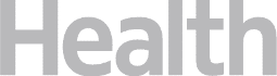 logo of health magazine and website in grayscale