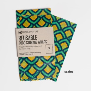 Force of Nature reusable food storage wraps scales pattern