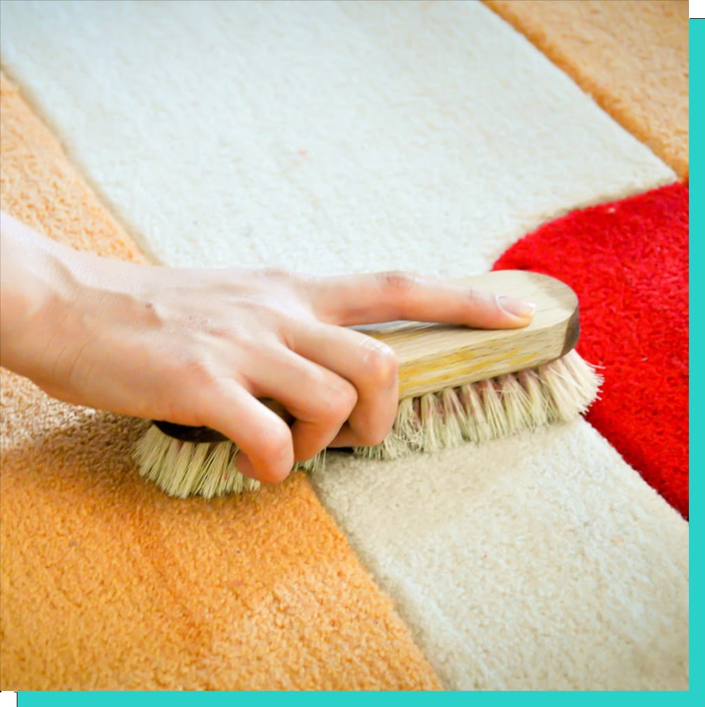 photo of a rug being scrubbed