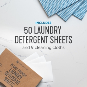 Force of Nature Sustainable Swaps Set with 50 laundry sheets & 9 cloths